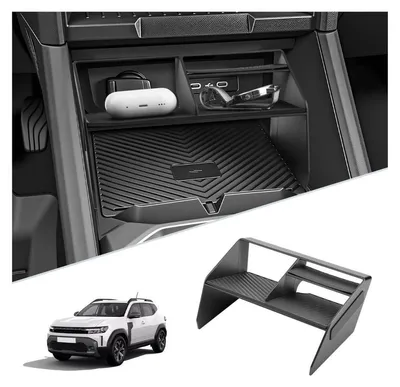 Immagine prodotto di Organizzatore per la console centrale, compatibile con Dacia Duster dal 2024 al 2026, realizzato in ABS a doppio strato