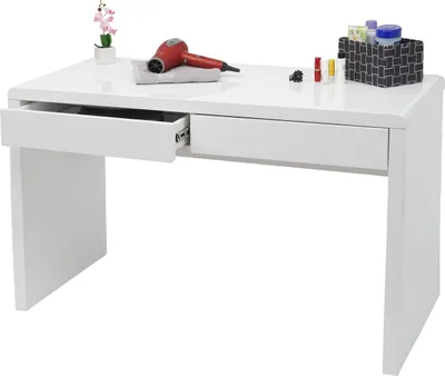 Produktbild von Schminktisch HWC-G51, Frisiertisch Frisierkommode Kosmetiktisch, Hochglanz Weiß  120x60cm