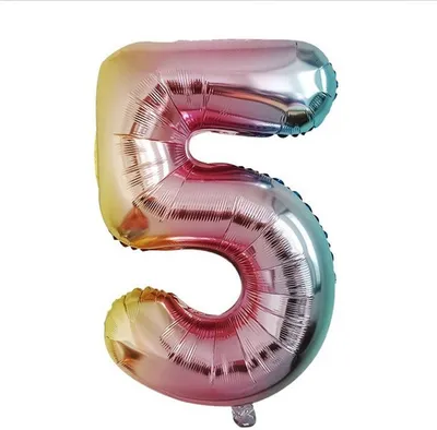 Produktbild von Folienballon Zahl 5, ca. 100 cm, regenbogenfarben