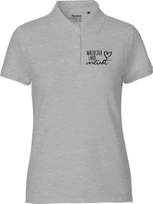 Produktbild von Huuraa Damen Polo Shirt Waldecker Land verliebt XL Sport Grey Bio Baumwolle Fairtrade Poloshirt Geschenkidee