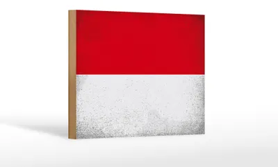 Produktbild von Holzschild Flagge Monaco 18x12 cm Flag of Monaco Vintage Dekoration