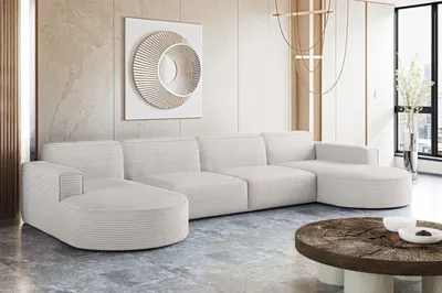 Produktbild von Kaiser Möbel Ecksofa Designer MODENA U XL stoff Dicker cord Poso Ecru