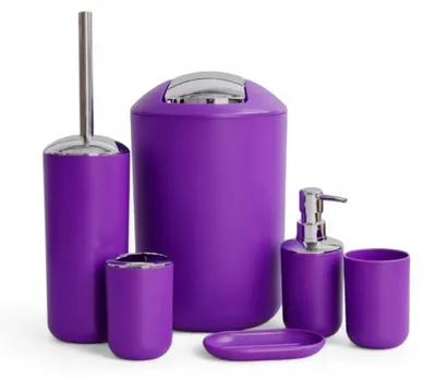 Imagen del producto de Juego de accesorios de baño de 6 piezas en color púrpura