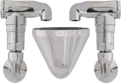 A set of two chrome-plated pipe aerators and a decorative cover.