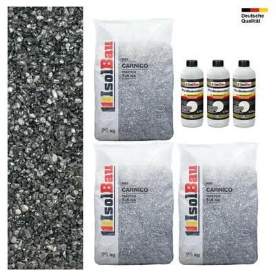 Steinteppich SET Carnico 1-4 mm Marmorkies 75kg + PU-Bindemittel Set für 7,5m²