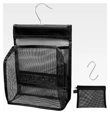 Produktbild von Wäscheklammerbeutel zum Aufhängen, Tragbarer Dusch-Organizer mit Haken und Netz Kosmetiktaschen Set, Schnell trocknender Wäscheklammerbeutel für Badezimmer, Schlafsaal, Fitnessstudio, Reisen