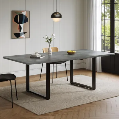 Produktbild von Ausziehbarer Esstisch 140/180/220 cm, Esszimmertisch für 6-10 Personen, Küchentisch mit Metallbeinen, moderner Esstisch Grau, für Esszimmer Wohnzimmer