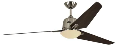 Zdjęcie produktu dla Energooszczędny wentylator sufitowy z oświetleniem i pilotem Eco Aviatos 162 cm chrom szczotkowany/orzech włoski