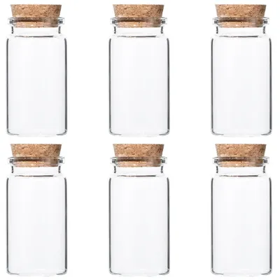 6er-Pack 50 ml Glasflaschen mit Korkdeckel, transparent