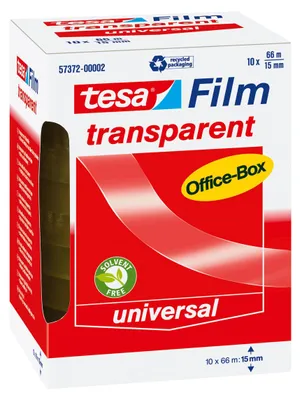 Zdjęcie produktu dla TESA tesafilm, 66 m, Przezroczysty, Polipropylen, 15 mm, 10 szt., Pudełko