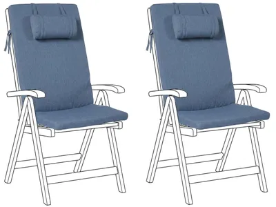 Obrázek produktu pro BELIANI Sada 2 polštářů na zahradní židle modrá polyester venkovní polštáře na sezení moderní design