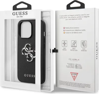 Produktbild von Guess Guhcp13Lsa4Gsbk Iphone 13 Pro/13 6,1 Czarny/Schwarz Hardcase Saffiano 4G Metall Logo