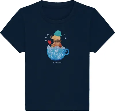 Produktbild von Mr. & Mrs. Panda Babyshirt Nachtfalter Schaumbad 24. - 36. Monat - French Navy - Geschenk, Baden, WC, Tasse, Bad, T-Shirt Baby, Ziele, Organic, Top, Kurzarmshirt,