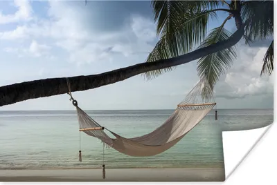 Produktbild von MuchoWow® Poster Palme - Hängematte - Strand 60x40 cm - Schlafzimmerdekoration