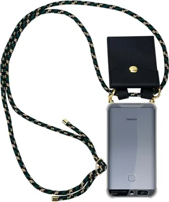 Obrázek produktu pro Cadorabo Pouzdro pro Huawei P9 Ochranný kryt v hnědé barvě Řetízek na mobilní telefon Silikonová šňůrka Odnímatelné pouzdro