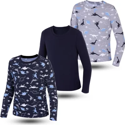 Produktbild von 3er Set Jungen Langarmshirts - Dino - Mehrfarbig