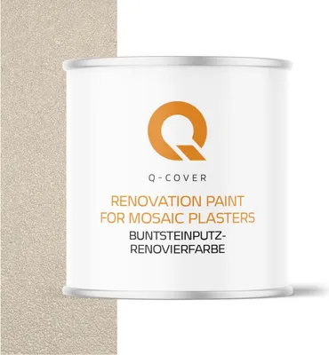 Produktbild von Q-COVER BUNTSTEINPUTZ-RENOVIERFARBE Reinweiß RAL 9010 2,5L – UV- & Witterungsschutz, wasserabweisend, für Innen & Außen