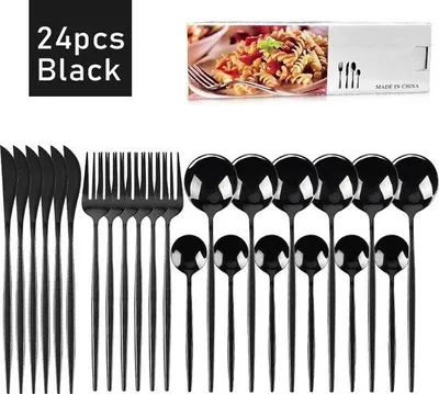 Produktbild von Famanu Besteckset 24-teilig - Schwarz - Modernes Design