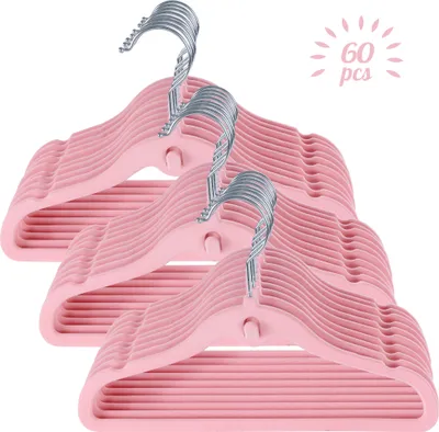 Produktbild von 60 Stück Kleiderbügel, für Kinderkleidung, Babykleidung, Rock und Hose für Kinder Rose