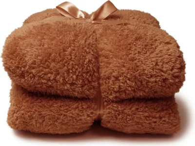 Productafbeelding van Plaid teddy L200 x B150 cm leerbruin Unique Living
