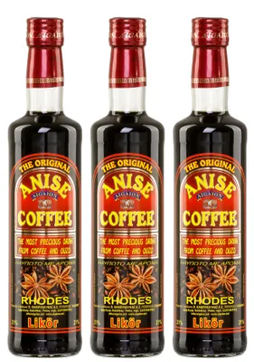 Produktbild von Kaffee Ouzo | 3x 0,5l | 21% Vol. | Aus Griecheland | Geschmackvoll | +20ml Jassas Olivenöl