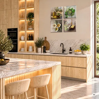 Imagen del producto de STYLER, cuadro de vidrio, 30x30 cm, diseño "Aceitunas y Aceite", motivo para la cocina, decoración para pared, ideal para cocina y comedor