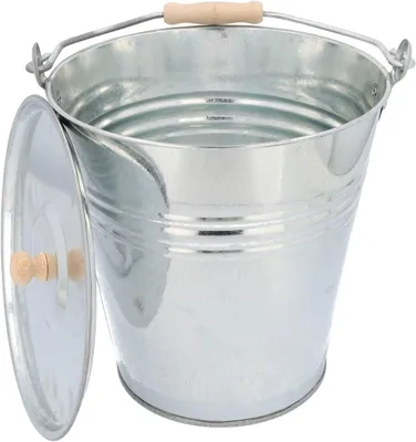 Produktbild von Zinkeimer mit Deckel für Asche, 12 Liter, praktisches Zubehör für den Kamin