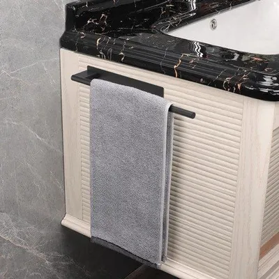 Productafbeelding van M34453B handdoekhouder, zelfklevend, 39 cm, voor badkamer, handdoekstang, zonder boren, roestvrij staal, zwart
