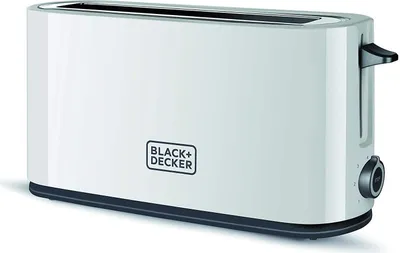 Produktbild von BLACK+DECKER Toaster BXTO1001E, Langschlitz-Toaster, 7 Bräunungsstufen, Automatische Brotzentrierung, Herausnehmbare Krümelschublade, Weiß
