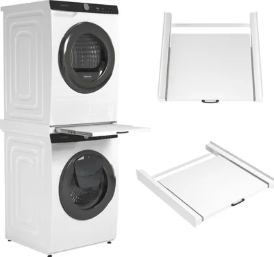 Produktbild von Wasophoogte® Zwischenbaurahmen Waschmaschine Trockner - Stapelkit für Waschmaschine und Trockner XL - Universeller Verbindungsrahmen