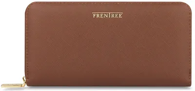 Produktbild von FRENTREE® Damen Geldbörse groß mit RFID-Schutz, 100% , elegantes Portemonnaie mit Handyfach - Herbstbraun