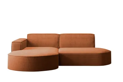 Produktbild von Kaiser Möbel Ecksofa mit runden Abschlüssen aus Cordstoff – MODENA STUDIO, modernes Sofa, Kupfer Links