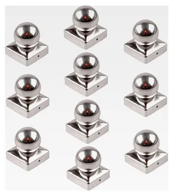 Produktbild von 10 Stück Edelstahl Pfostenkappen für Pfosten Kugel 71 mm 7x7 cm