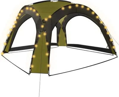 Produktbild von vidaXL Partyzelt mit LED und 4 Seitenwänden 3,6x3,6x2,3 m Grün