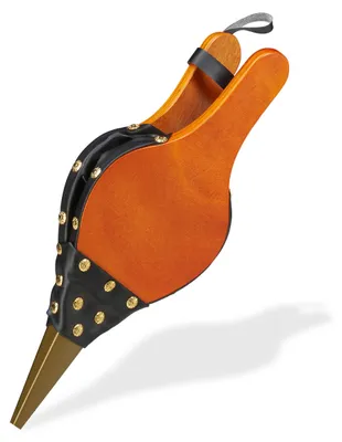 Image de Relaxdays Soufflet pour barbecue et cheminée, soufflet rustique à main, clous décoratifs dorés, souffleur d'air, 39 cm de long, marron/noir
