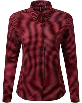 Obrázek produktu pro Premier - Dámská košile „Maxton“ s dlouhým rukávem LT4981 (XS) (černá/červená)