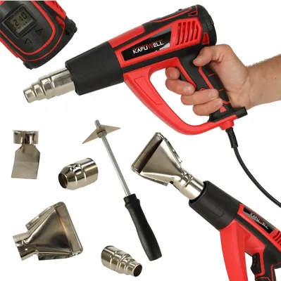 Obrázek produktu pro Elektrická topná svítilna s regulací teploty 0-600 °C průtok vzduchu 300-500 l/min + 4 výměnné koncovky 1850W