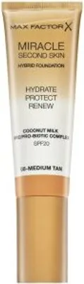Produktbild von Max Factor Miracle Second Skin, Tube, Creme, Jeder Hauttyp, Feuchtigkeitsspendend, Schutz, Mittel, Medium Tan