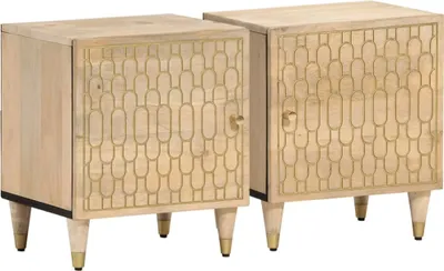 Produktbild von Nachttische 2 Stk. 40x33x46 cm Massivholz Mango