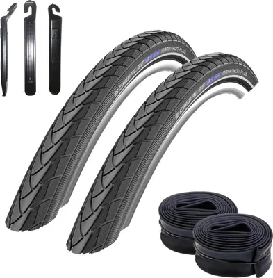 Produktbild von 2x Schwalbe Marathon Plus Fahrradreifen 28 x 1.40 Zoll 37-622 + DV 17 + Reifenheber