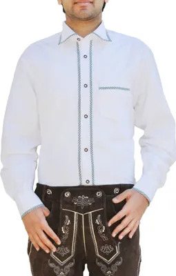 Produktbild von Trachtenhemd Freizeit Hemd für Trachten Lederhosen Weiß, Größe:L