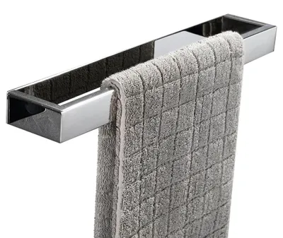 Image de Porte-serviettes de 40 cm, sans perçage, en acier inoxydable, autocollant, pour la salle de bain, finition chromée…