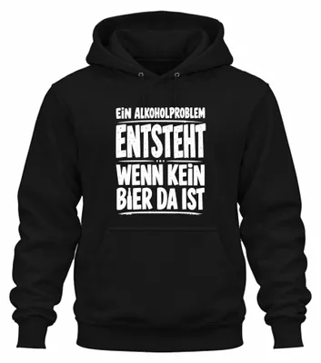 Produktbild von Ein Alkoholproblem entsteht wenn kein Bier da Vatertag Hoodie Kapuzenpullover, Schwarz, XL