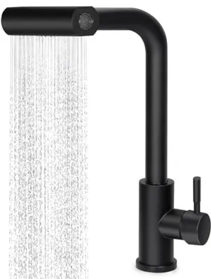 Productafbeelding van PromoHome® Uittrekbare keukenkraan met 360° draaibare tuit, 4 straalstanden, warm en koud water, zwart