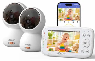 Produktbild von Babyphone mit 2 Kamera 4 Zoll Baby Monitor, 1760mAh, Reichweite von 500 Metern, IR-Nachtsicht, Temperaturš¹berwachung Schlaflied