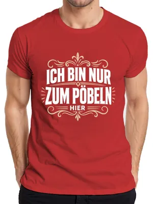 Obrázok produktu pre Som tu len preto, aby som sa zabával. Sarkastické tričko s nápisom, červené, veľkosť S