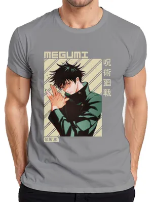 Immagine prodotto di Maglietta da uomo Megumi Fushiguro Jujutsu Kaisen Shikigami gloomy Otaku Gift, Grigio, L