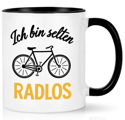 Fahrrad-Mok mit Spruch, 320 ml, Schwarz – Geschenk für Radfahrer