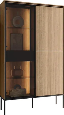 Produktbild von MIRJAN24 Türkommode Visso 2D1W VI-01, Stilvoll Wohnzimmer, Kommode mit zwei Drehtüren (Farbe: Lineare Eiche)