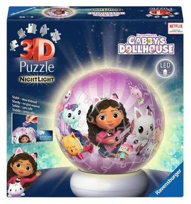 Image de Puzzle 3D Ravensburger Lampe de nuit Gabby's Dollhouse - 73 pièces